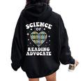 Science Of Reading Advocate Teacher Parent Literacy Women Oversized Hoodie Back Print Black