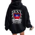 Sexy Haitian I Heart Flag Women Oversized Hoodie Back Print Black