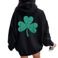 Shamrock St Patrick's Day Girls Irish Ireland Women Oversized Hoodie Back Print Black