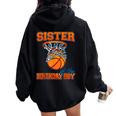 Sister Of The Birthday Boy Basketball Birthday Family Party Women Oversized Hoodie Back Print Black