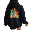 Skeleton Hand Sombrero Cinco De Mayo Music Lover Band Guitar Women Oversized Hoodie Back Print Black