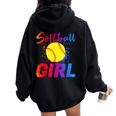 Softball Girl Bat & Ball Player Baller Baseball Lovers Women Oversized Hoodie Back Print Black