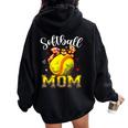 Softball Mom Headband Leopard Softball Ball Mama Women Oversized Hoodie Back Print Black