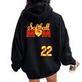 Softball Mom Mother's Day 22 Fastpitch Jersey Number 22 Women Oversized Hoodie Back Print Black