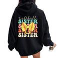 Softball Sister Vintage Sport Lover Sister Mothers Da Women Oversized Hoodie Back Print Black