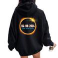 Solar Eclipse 2024 American Totality Astronomy Women Oversized Hoodie Back Print Black