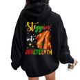 Stepping Into Junenth Like My Ancestors Black Girls Women Oversized Hoodie Back Print Black