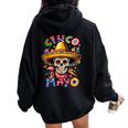 Sugar Skull Cinco De Mayo For Mexican Party Women Oversized Hoodie Back Print Black