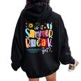 Is It Summer Break Yet Teacher Student Last Day Of School Women Oversized Hoodie Back Print Black