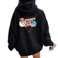 Summer Time Retro 80S Palm Trees Beach Scene In Sunglasses Women Oversized Hoodie Back Print Black