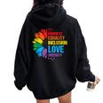 Sunflower Kindness Equality Inclusion Diversity Love Women Oversized Hoodie Back Print Black