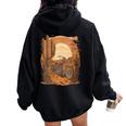 Sunset Classic Chopper Stunning Retro Vintage Motorcycle Women Oversized Hoodie Back Print Black