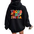 Tacos And Tequila Cinco De Mayo Groovy Mexican Drinking Women Oversized Hoodie Back Print Black
