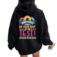 Test Day Donut Stress Testing For Teachers Women Oversized Hoodie Back Print Black