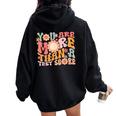 You Are More Than A Test Score Teacher Testing Day Groovy Women Oversized Hoodie Back Print Black