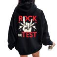 Testing Day Rock The Test Rock Music Teacher Student Women Oversized Hoodie Back Print Black