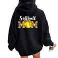 Tie Dye Softball Mom Softball Game Day Vibes Women Oversized Hoodie Back Print Black