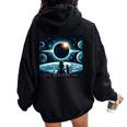 Total Solar Eclipse 2024 Girl Cat Eclipse Women Oversized Hoodie Back Print Black