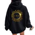 Total Solar Eclipse Eclipse Sunflower 2024 Women Oversized Hoodie Back Print Black