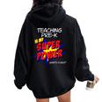 Trendy Pre-K School Teacher Superhero Superpower Comic Book Women Oversized Hoodie Back Print Black