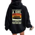 Never Underestimate A Girl With A Pontoon Boat Captain Women Oversized Hoodie Back Print Black