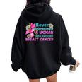 Never Underestimate A Woman Who Survived Breast Cancer Women Oversized Hoodie Back Print Black