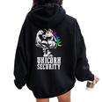 Unicorn Security Rainbow Muscle Manly Christmas Women Oversized Hoodie Back Print Black