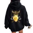 Viking Duck With Viking Helmet Mjolnir Axes Women Oversized Hoodie Back Print Black