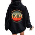 Vintage 1982 T For Retro 1982 Birthday Women Oversized Hoodie Back Print Black