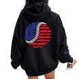 Vintage Baseball American Flag For Boys Girls Women Women Oversized Hoodie Back Print Black