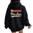 Vintage Blue Jays Name Throwback Retro Boy Girl Women Oversized Hoodie Back Print Black