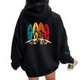 Vintage Classic Surfboard Beach Surfer Boy Girl Surfing Women Oversized Hoodie Back Print Black