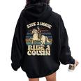 Vintage Sayings Save A Horse Ride A Cousin Women Oversized Hoodie Back Print Black