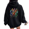 Vintage Horse Racing Painting Horse And Derby Lovers Women Oversized Hoodie Back Print Black