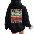 Vintage Never Underestimate An Old Woman Who Loves Snakes Women Oversized Hoodie Back Print Black