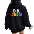 Washington DC Gay Pride Lgbt Rainbow Love Dc Lesbian Women Oversized Hoodie Back Print Black