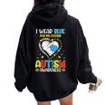 I Wear Blue For My Cousin Autism Awareness Mom Women Oversized Hoodie Back Print Black