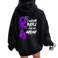 I Wear Purple For My Mom Lupus Awareness Support Women Oversized Hoodie Back Print Black