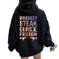 Whiskey Steak Guns & Freedom Whisky Alcohol Steaks Bbq Women Oversized Hoodie Back Print Black