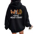 Wild About Head Start Teacher Back To School Leopard Women Oversized Hoodie Back Print Black