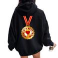 World's Best Mom Gold Medal Mother's Day Women Oversized Hoodie Back Print Black