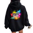 Zebra For In Africa Animal Wild Zoo Horse Women Oversized Hoodie Back Print Black