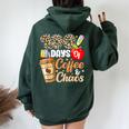 100 Days Of Coffee & Chaos 100Th Day Of School Teacher Kid Women Oversized Hoodie Back Print Forest