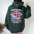 10Th Birthday Girl 10 Years Roller Skates Number 10 Women Oversized Hoodie Back Print Forest