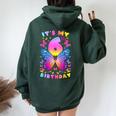 6Th Birthday Girl 6 Years Butterfly Number 6 Women Oversized Hoodie Back Print Forest