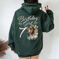 7Th Birthday Girl Horse Lover 7 Years Old Bday Women Oversized Hoodie Back Print Forest