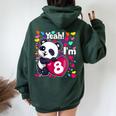 8 Years Old 8Th Birthday Panda Hearts Cute Girl Party Women Oversized Hoodie Back Print Forest