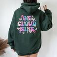 9Th Birthday Girl Rainbow Butterfly On Cloud Nine Women Oversized Hoodie Back Print Forest