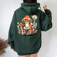 Aesthetic Fox On Mushroom Cottagecore Vintage Nature Floral Women Oversized Hoodie Back Print Forest