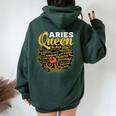 African American Zodiac Birthday Aries Queen Women Oversized Hoodie Back Print Forest